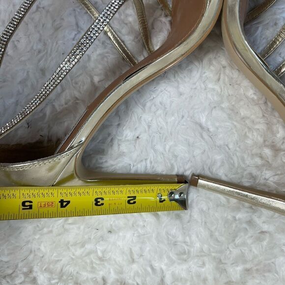 Steve Madden silver Rhinestones ankle straps heels back zipper size 10M - Picture 9 of 11